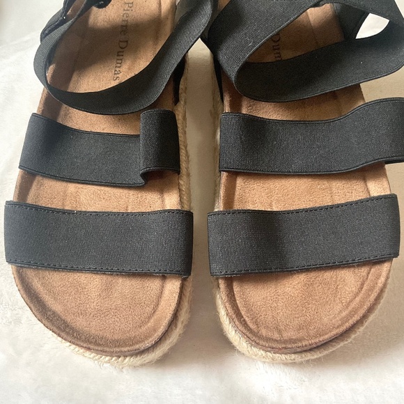 Black Pierre Dumas Jute Espadrille Platform Ankle Strap Sandals Size 6 - Picture 7 of 14